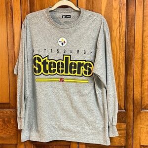 NFL Team Apparel Steeler Grey Long-sleeved Crew Neck Tee Size L
